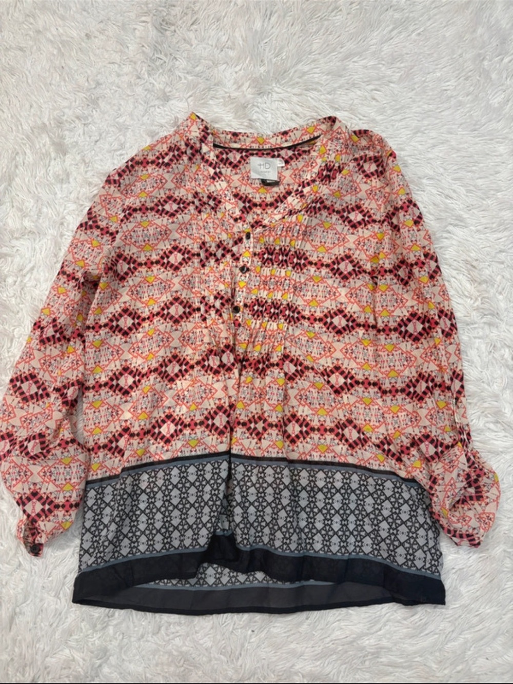 Hd in Paris Printed Pink and Burgundy Patterned Women's Blouse